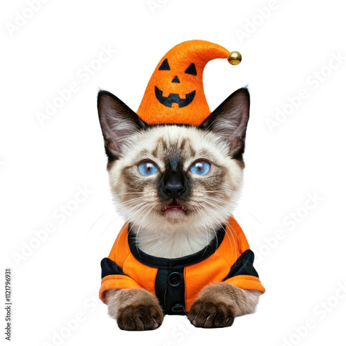 Adorable Orange Tabby Cat in Halloween Costume  PNG Festive Pet Portrait