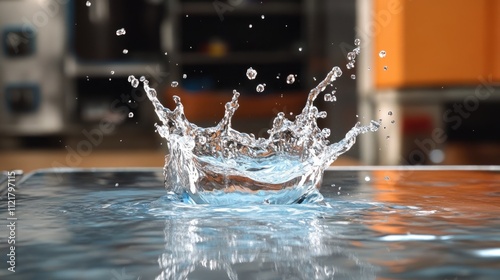 Water splash illustrating the powerful impact of water on flames and its role in firefighting techniques photo