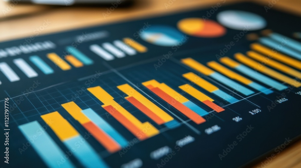 Colorful Data Visualization Dashboard on Digital Tablet Colorful Data Visualization Dashboard on Digital Tablet