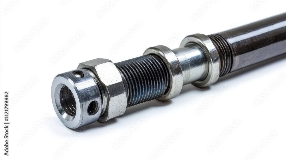 Straight fitting quick connect joint for pneumatic piping on a white background showcasing its detailed design and functionality Straight fitting quick connect joint for pneumatic piping on a white background showcasing its detailed design and functionality