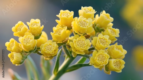 Yellow flower clusters of Desert Trumpet Eriogonum Inflatum in Southern Mojave Desert showcasing springtime beauty and resilience in arid environments. photo