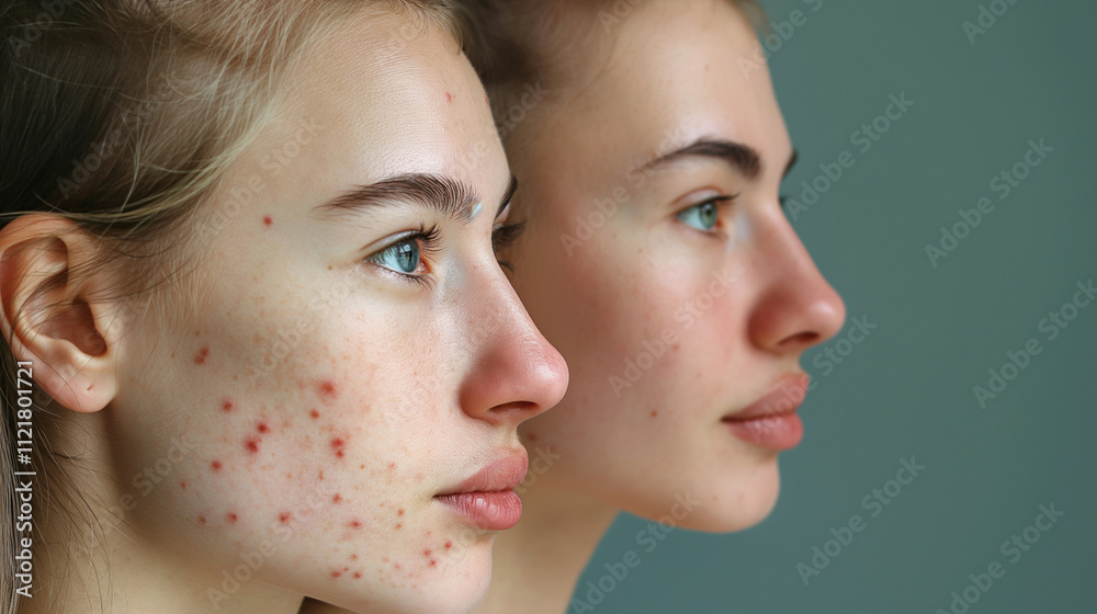 before after of pimple face mid age woman, I want to show effect of led light therapy before after of pimple face mid age woman, I want to show effect of led light therapy