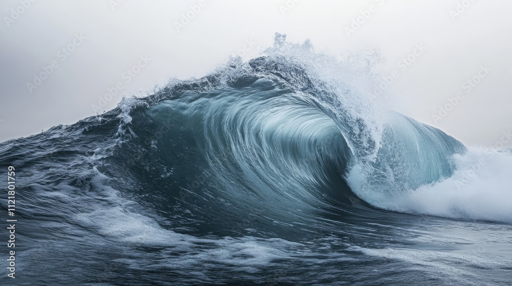 Majestic ocean wave crashing with powerful splashes creating a dramatic and serene seascape in soft natural light Majestic ocean wave crashing with powerful splashes creating a dramatic and serene seascape in soft natural light