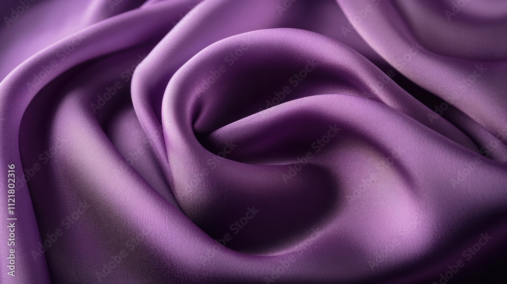 Obraz premium Luxury purple satin fabric texture with elegant waves and soft creases, perfect for backgrounds in fashion, decor, and holiday themes.