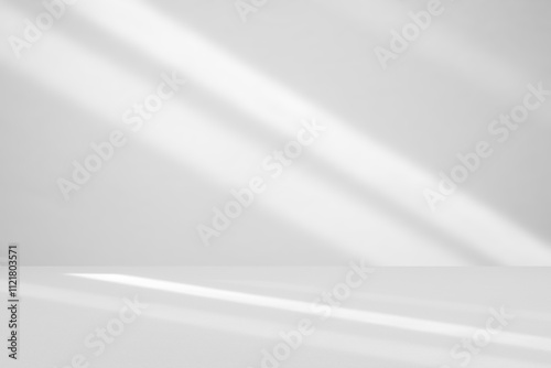 Abstract white studio room with light and shadow from window background for product display presentation