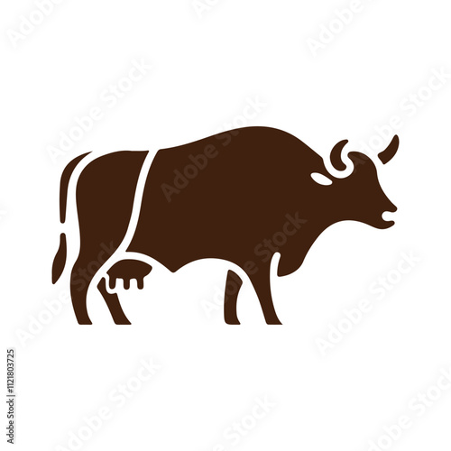 A black cow silhouette design.