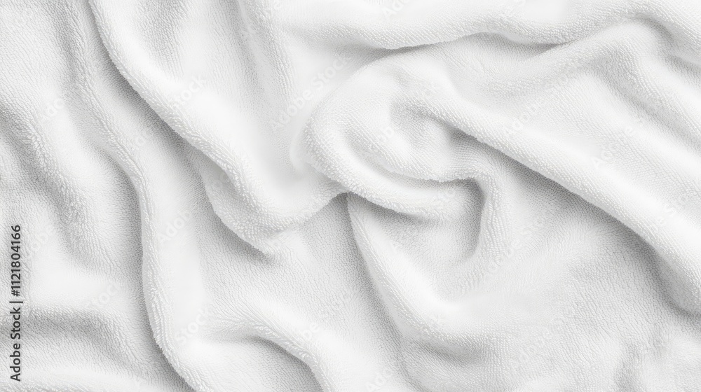 Textured white towels fabric close-up for spa or bathroom design background showcasing softness and elegance in home interiors. Textured white towels fabric close-up for spa or bathroom design background showcasing softness and elegance in home interiors.