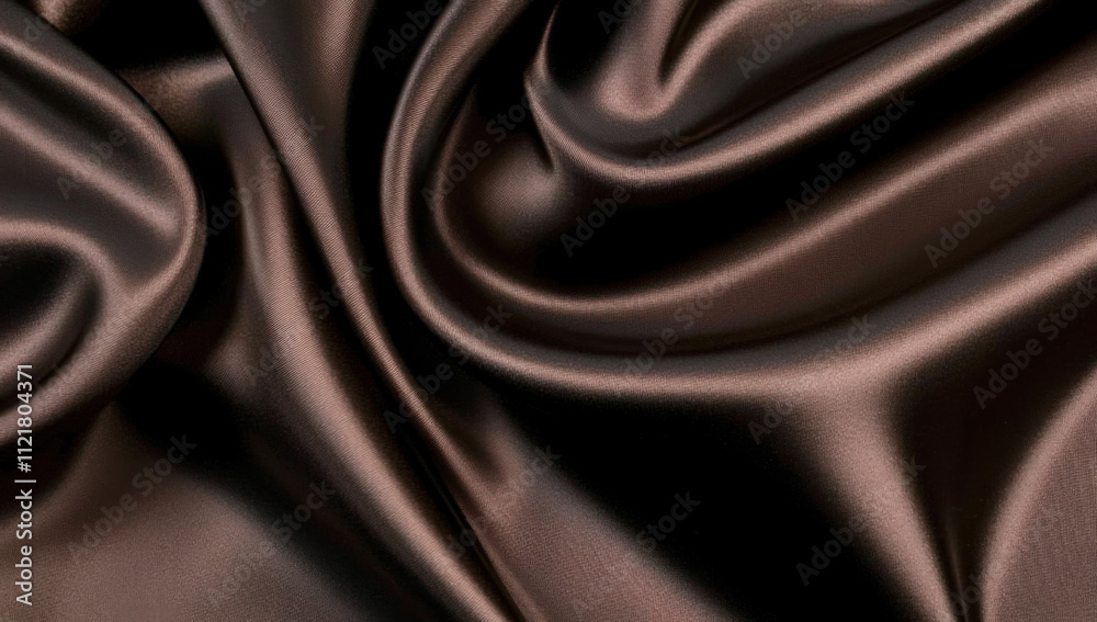 Beautiful chocolate brown silk background. Luxury elegant smooth silk satin material with soft draperies and wavy folds. Top view Beautiful chocolate brown silk background. Luxury elegant smooth silk satin material with soft draperies and wavy folds. Top view
