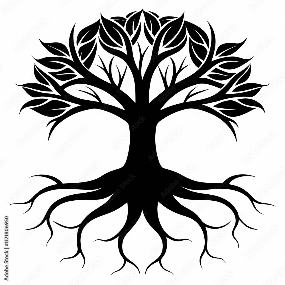 Ebony Roots vector silhouette black design white background Ebony Roots vector silhouette black design white background