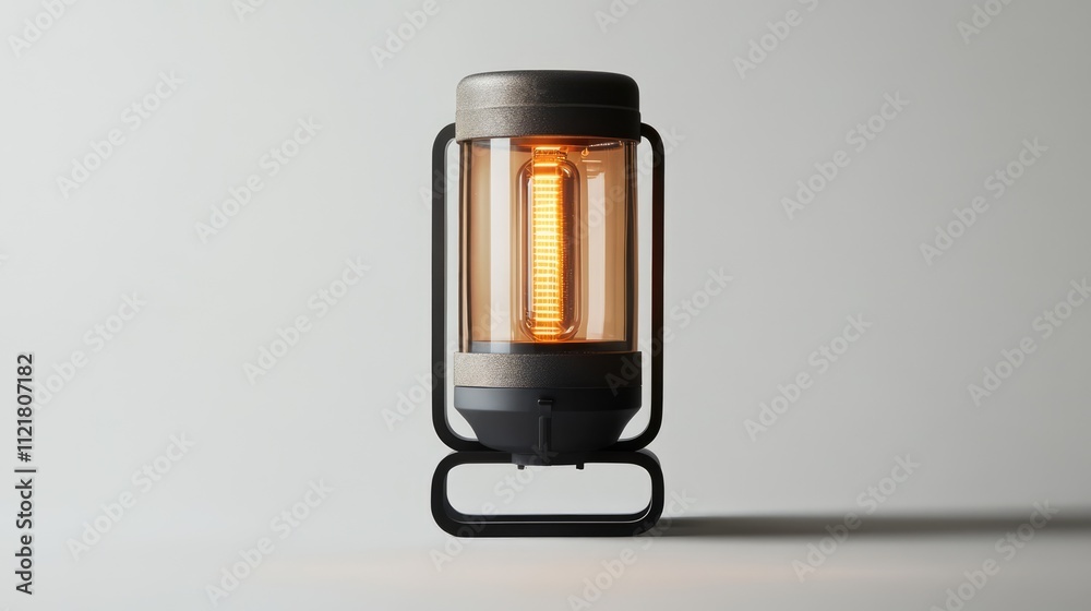 Obraz premium Modern 12V Halogen Lamp with Clear Glass and Metal Frame on Minimalist White Background