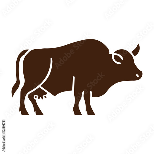 A black cow silhouette design.