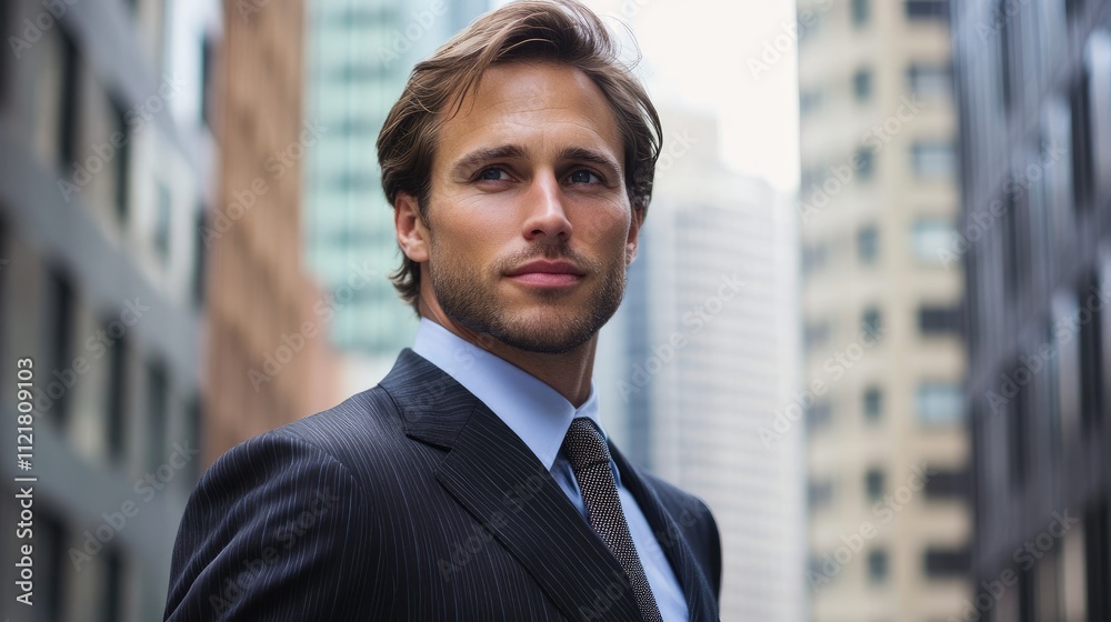 Businessman in a formal suit presenting performance management concepts and key performance indicators in an urban corporate environment. Businessman in a formal suit presenting performance management concepts and key performance indicators in an urban corporate environment.