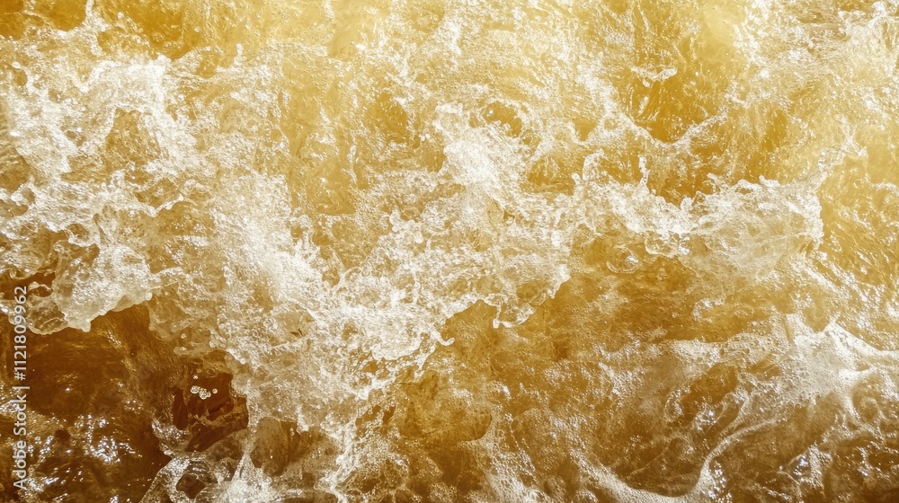 Golden water texture with swirling waves and bubbles creating a natural abstract background for design and artistic projects. Golden water texture with swirling waves and bubbles creating a natural abstract background for design and artistic projects.