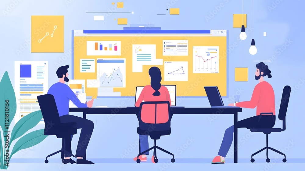 A team discussing customer segmentation strategies with charts and graphs on a desk. A team discussing customer segmentation strategies with charts and graphs on a desk.