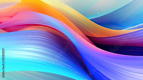 Abstract Colorful Wave Background, a vibrant digital art illustration with flowing lines and rainbow colors, perfect for wallpaper or design templates