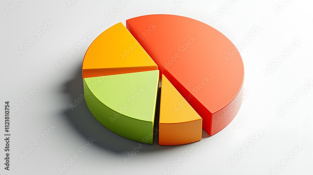 Obraz premium An artistic infographic of a segmented pie chart with shadow effects for depth.