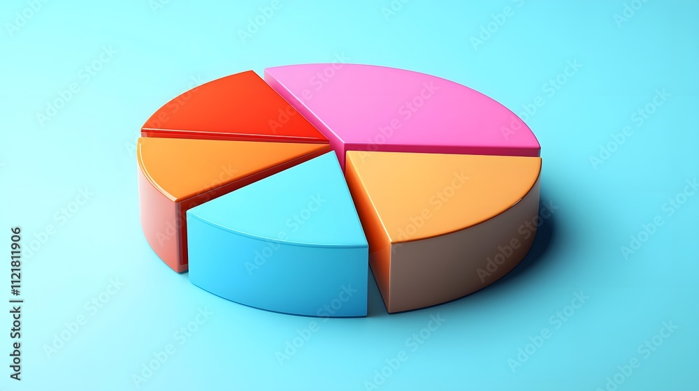 Obraz premium A dynamic 3D pie chart with rotating sections, each representing a classification group.