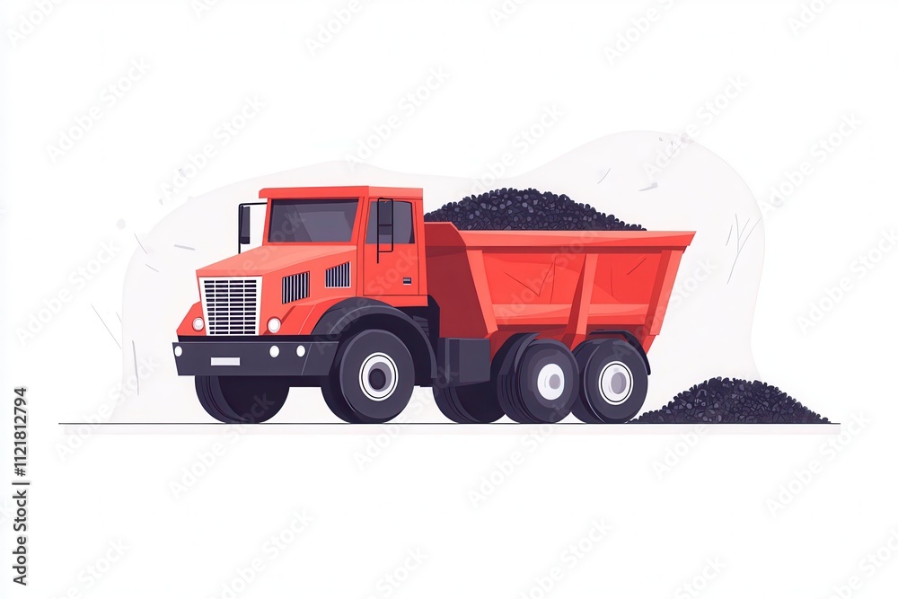 Vector Illustration of a Dump Truck Unloading Gravel Vector Illustration of a Dump Truck Unloading Gravel
