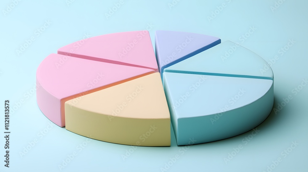 Obraz premium A cleanly arranged pie chart with distinct sections in muted pastel tones representing classification.