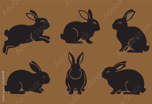 illustration of rabbits silhouette