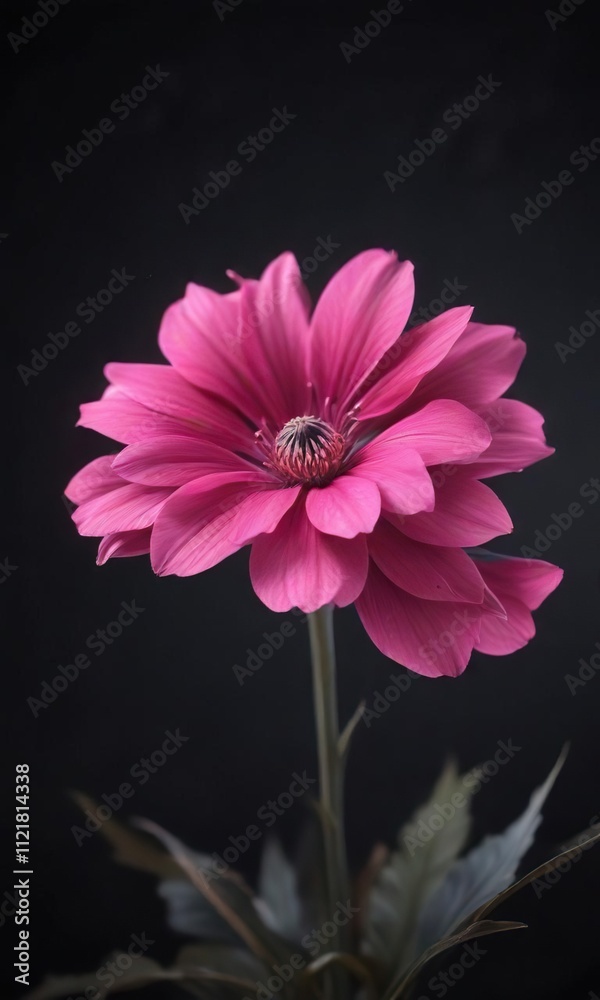A single, bright pink flower blooming in the darkness, its petals glowing softly like a lantern, dark surroundings, abstract blossom A single, bright pink flower blooming in the darkness, its petals glowing softly like a lantern, dark surroundings, abstract blossom