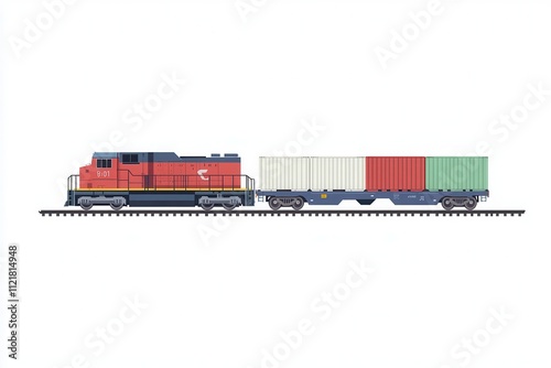 Freight Train Icon with Cargo Containers