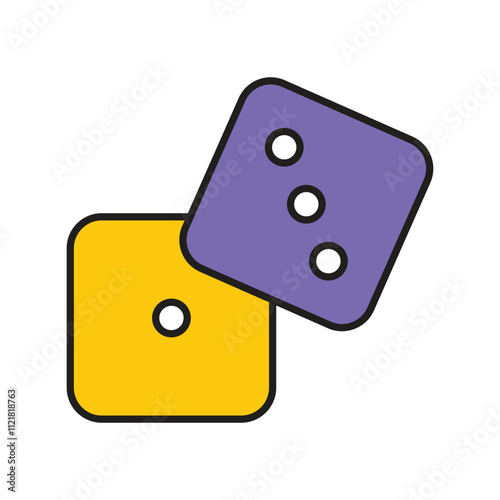 dices color line icon with white background vector stock illustration