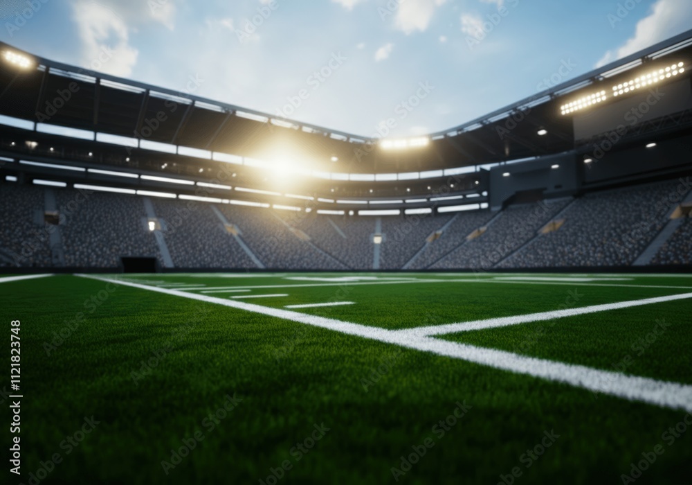 Fototapeta premium Empty American Football Stadium at Sunset