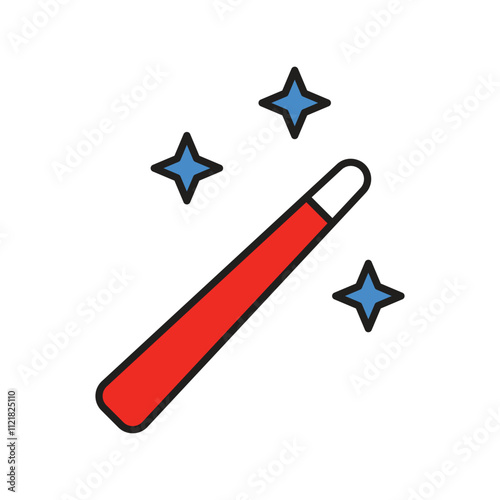 magic wand color line icon with white background vector stock illustration