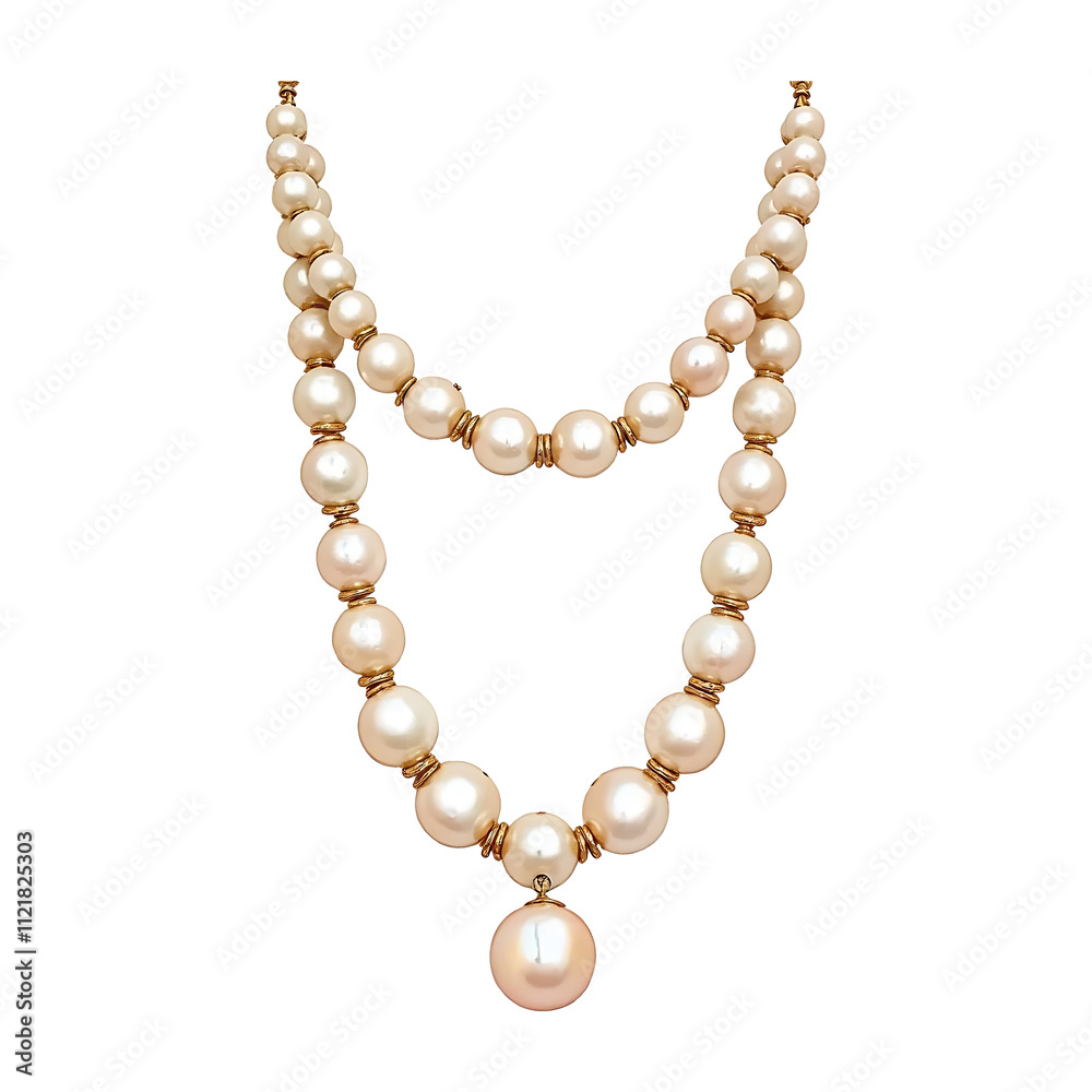 Fototapeta premium elegant double-strand pearl necklace with gold accents