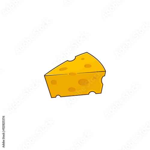 Cartoon Illustration of Yellow Cheese