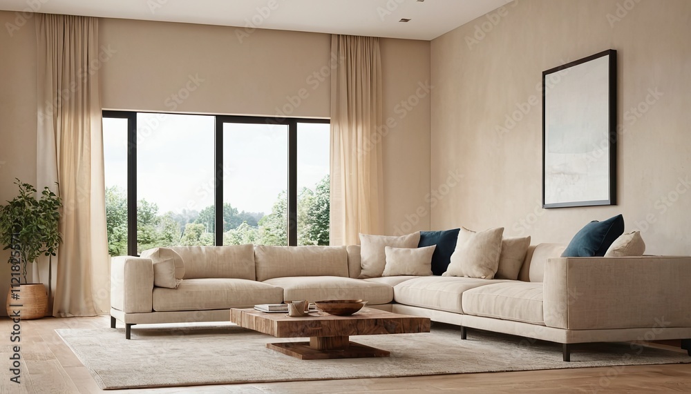 Fototapeta premium 3d rendered Minimal style Modern living room interior design with sofa