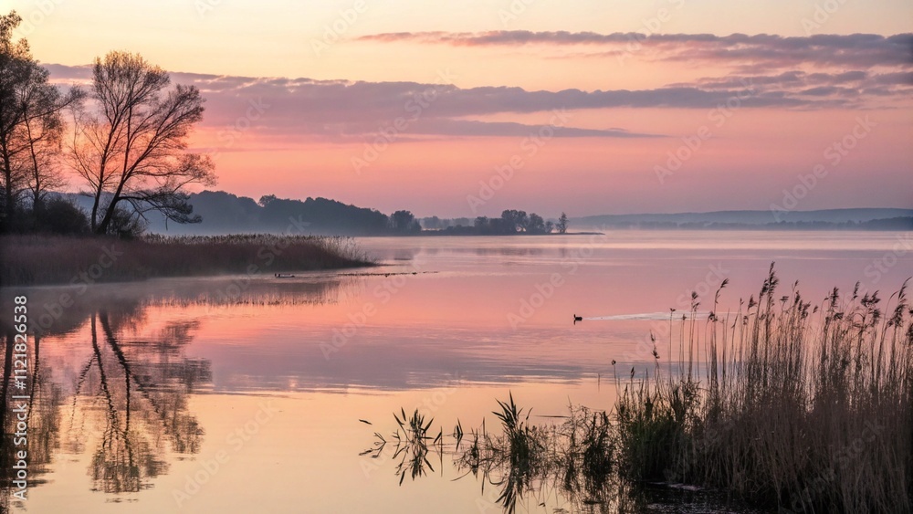 Mirrored water surface with sunset sky reflection, warm light and minimalistic details. Landscapes of the beauty of nature. Mirrored water surface with sunset sky reflection, warm light and minimalistic details. Landscapes of the beauty of nature.