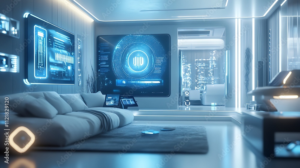 Futuristic Smart Home Living Room Interior Design Futuristic Smart Home Living Room Interior Design