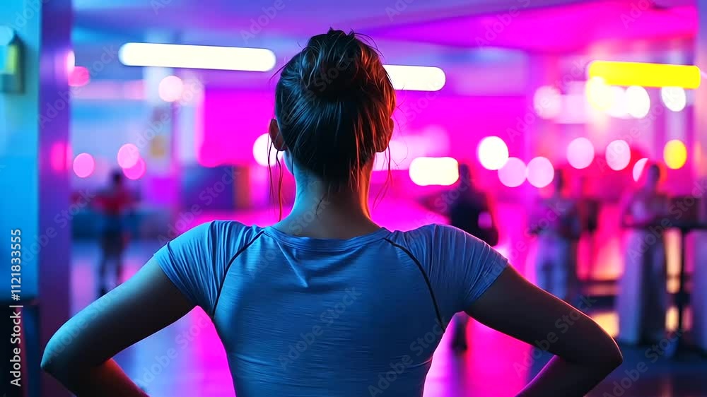Woman in Spin Class with Personal Trainer Adjusting Bike Settings