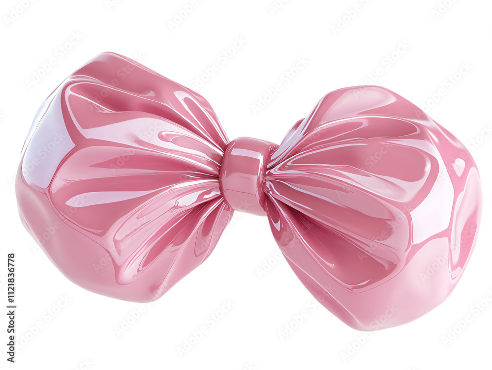 A shiny pink bow with a glossy finish, featuring a symmetrical design and rounded edges on transparent background. A shiny pink bow with a glossy finish, featuring a symmetrical design and rounded edges on transparent background.