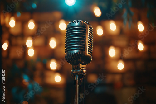 Close-Up of Microphone with Blurred Background photo