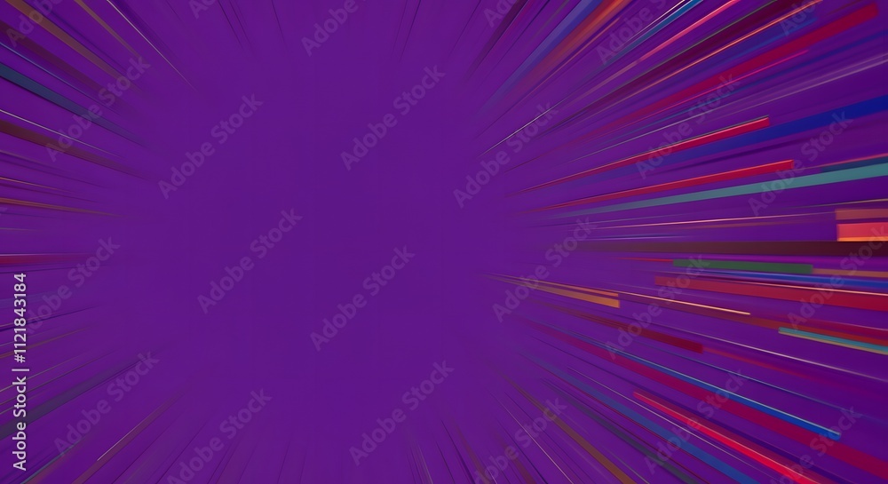 Abstract radial wave background. Lots of colored wave radial lines on purple background with copy space for abstract design on technological, scientific theme.
