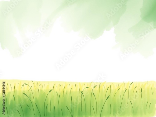 Green square frame with empty field in the middle painted in watercolor resembles a serene and minimalistic artistic concept, watercolor, copy space, original