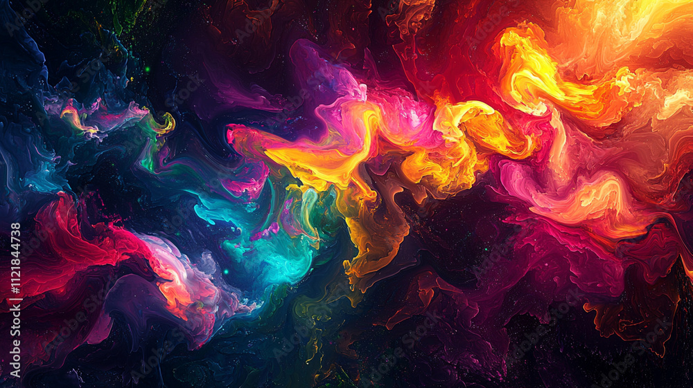 Vibrant Abstract Cosmic Swirl of Colors
