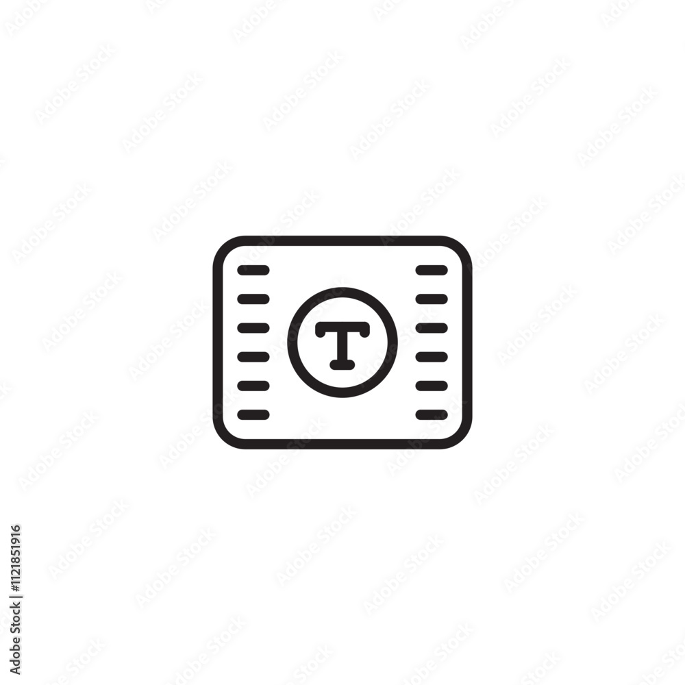 Text icon within a filmstrip frame. Icon representing subtitles or captions in a video. Editable icon. Text icon within a filmstrip frame. Icon representing subtitles or captions in a video. Editable icon.
