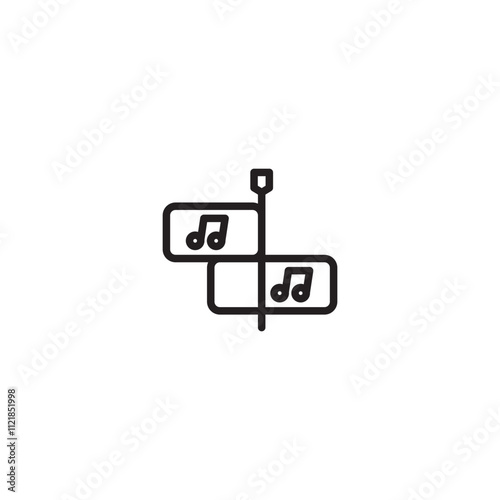 Double music note icon. Icon representing multiple music tracks or songs. Editable icon.