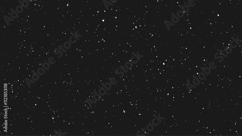 Distressed white grainy texture. Dust overlay textured. Grain noise particles. Snow effects pack. Rusted black background. Vector illustration