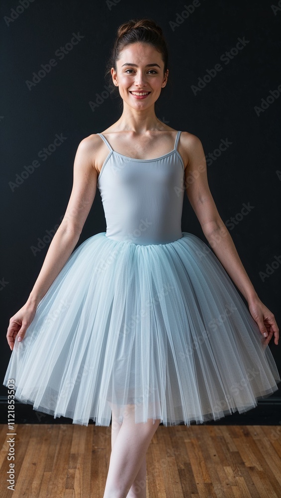 Fototapeta premium Tulle ballet inspired dress knee length black background