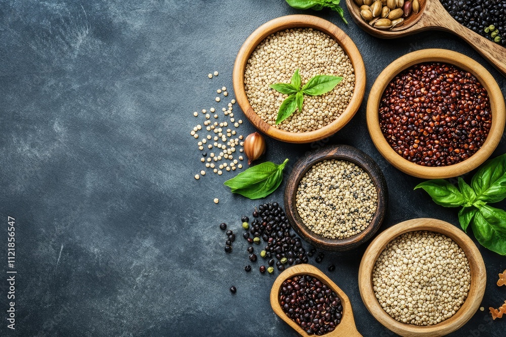 Detailed Image of Mixed Quinoa Background Top View, High Detail, 8K Detailed Image of Mixed Quinoa Background Top View, High Detail, 8K