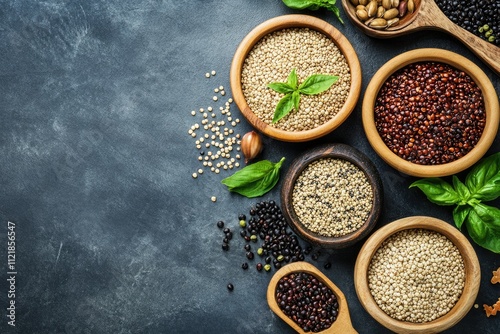 Detailed Image of Mixed Quinoa Background Top View, High Detail, 8K