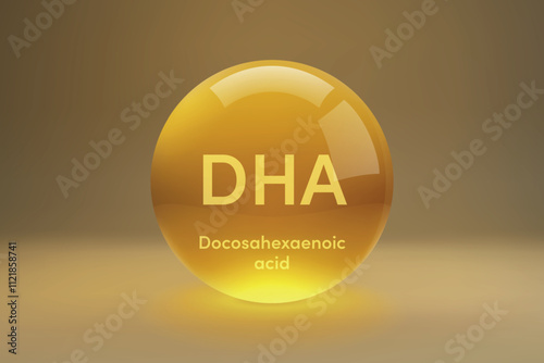 DHA fatty acids Glossy Capsule Illustration