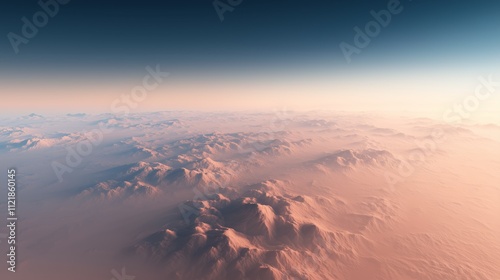 Aerial view of majestic mountain landscape captured above the clouds serene environment natural beauty photo