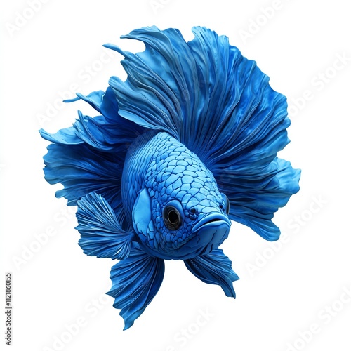 a fish with DNAshaped fins, aquatic life concept, photorealistic, vibrant blues, isolated on white background photo