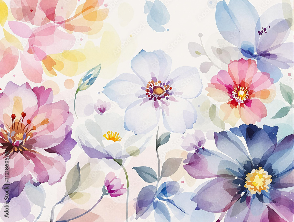 Obraz premium Elegant Abstract Watercolor Flowers Illustration Isolated Floral Art Concept for Creative Designs